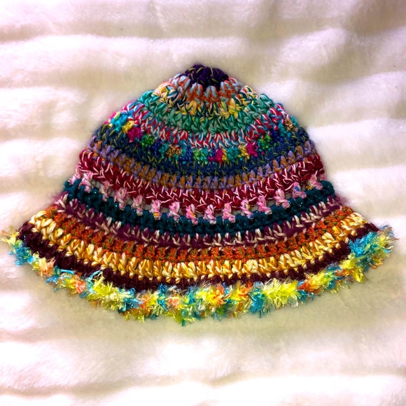 Accessories - Handmade crochet rainbow sherbet bucket hat
